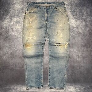 Vintage 60s 70s Wrangler Distressed Light Blue Jeans L XL 38 waist
